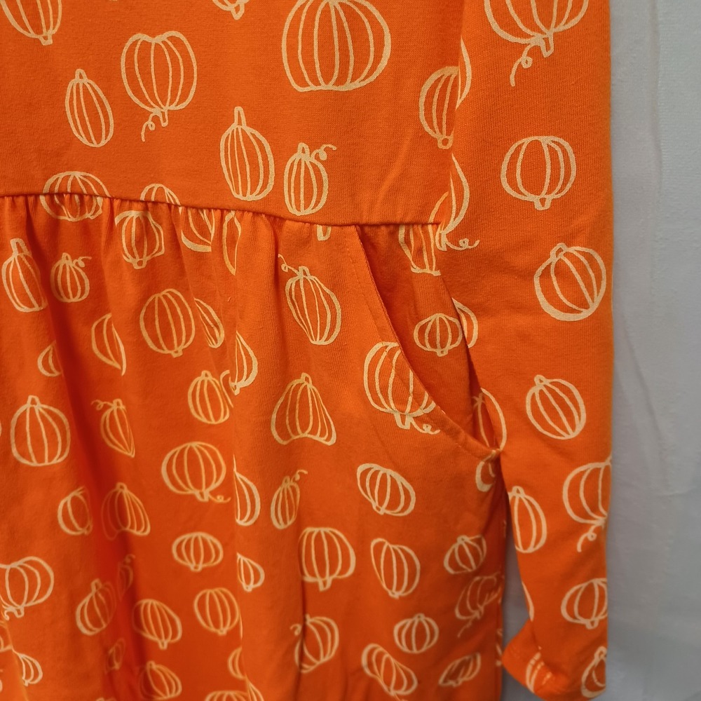 Cat and Jack Pumpkin Dress Size Xl 14 Long Sleeve With Pockets - Picture 3 of 5